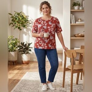 Liz Claiborne Red Boxy Blouse